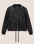 Sequin Relaxed Bomber Jacket