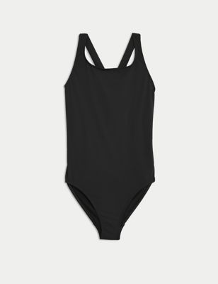 

Womens Goodmove Tummy Control Strappy Scoop Neck Swimsuit - Black, Black