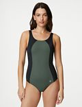 Padded Panelled Scoop Neck Swimsuit