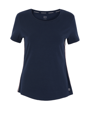 

GOODMOVE Top de manga corta de algodónWomens - Navy, Navy