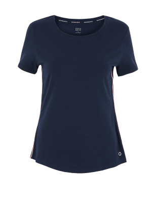 Womens GOODMOVE Cotton Rich Short Sleeve Top - Navy