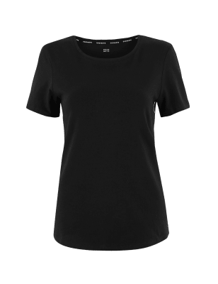 Womens GOODMOVE Cotton Rich Short Sleeve Top - Black