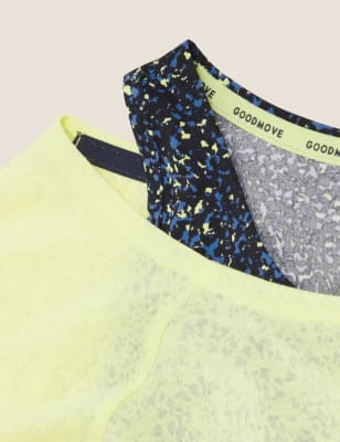 

Womens GOODMOVE Zweilagiges T-Shirt mit U-Ausschnitt und Muster - Light Citrus, Light Citrus