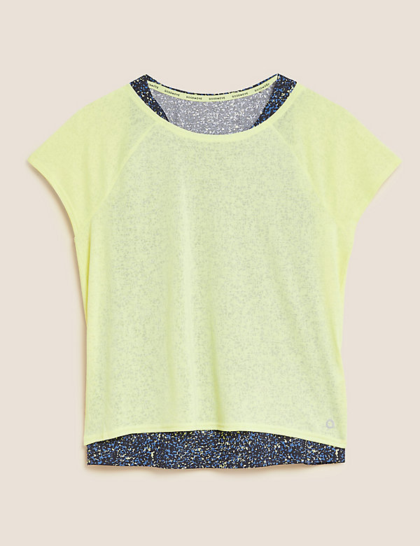 Printed Scoop Neck Double Layer T-Shirt