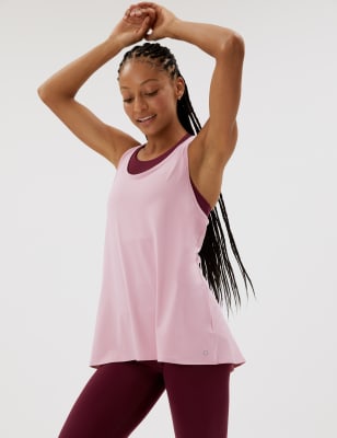 

GOODMOVE Top de yoga sin mangas informal con escote abiertoWomens - Dusted Pink, Dusted Pink