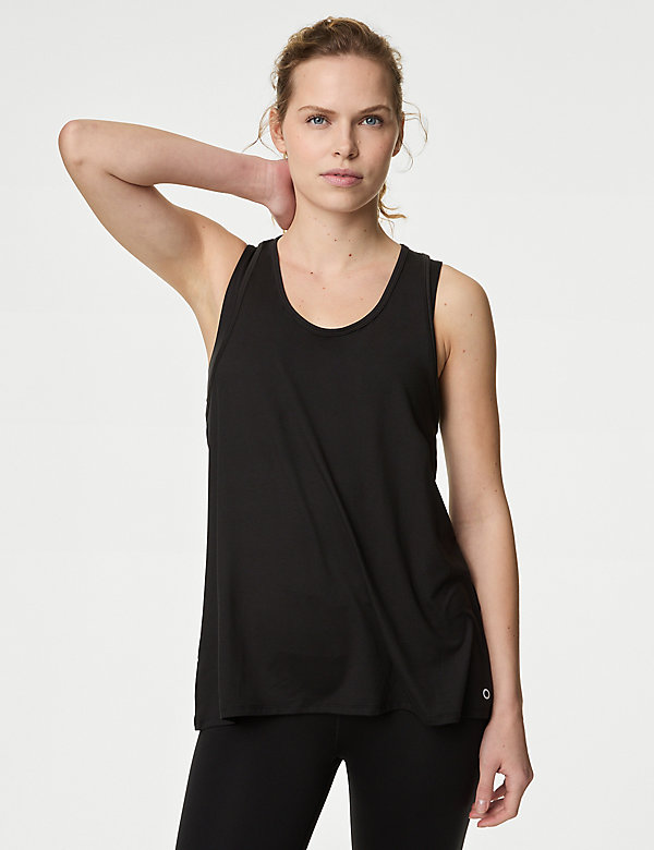 Scoop Neck Relaxed Sleeveless Yoga Top - ID