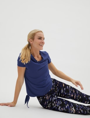 

Womens GOODMOVE V-Neck Tie Side Short Sleeve Yoga Top - Ultraviolet, Ultraviolet