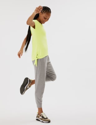

Womens GOODMOVE Yoga-Oberteil mit kurzen Ärmeln, V-Ausschnitt und Bindegürtel an der Seite - Light Citrus, Light Citrus