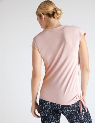 VNeck Tie Side Short Sleeve Yoga Top