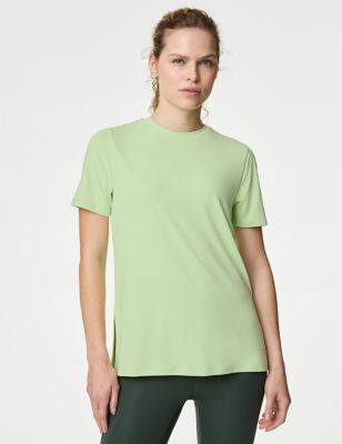 

Womens Goodmove Scoop Neck Mesh Back T-Shirt - Pale Green, Pale Green