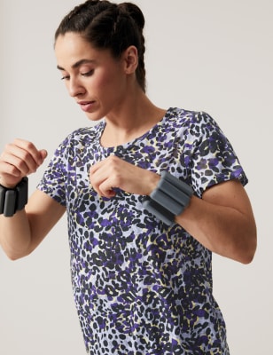 

Womens GOODMOVE Lightweight Printed Scoop Neck T-Shirt - Violet Mix, Violet Mix