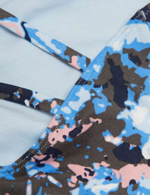 

GOODMOVE Top corto con espalda cruzada estampadoWomens - Blue Mix, Blue Mix