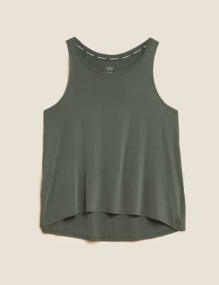 

Womens GOODMOVE Modal Rich Textured Scoop Neck Vest Top - Dark Olive, Dark Olive