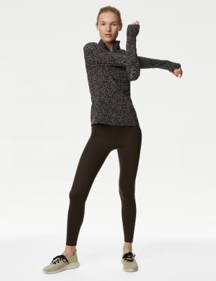 Printed Funnel Neck Half Zip Running Top M S US