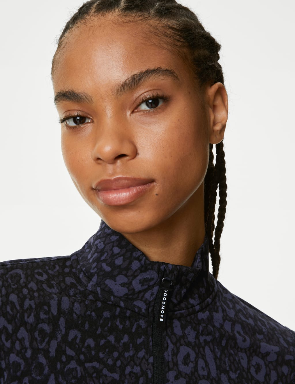 Printed Funnel Neck Half Zip Running Top image 4