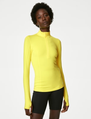 

Womens Goodmove Funnel Neck Half Zip Running Top - Acid Yellow, Acid Yellow
