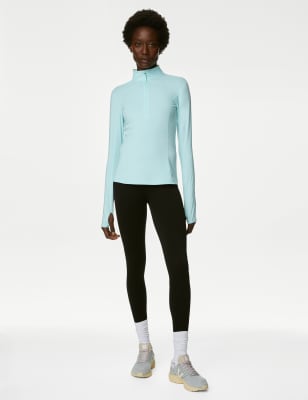 

Womens Goodmove Jogging-Oberteil mit halbem Reißverschluss und Stehkragen - Pale Aqua, Pale Aqua