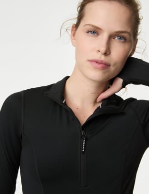 Goodmove, Funnel Neck Zip Up Running Top - Black