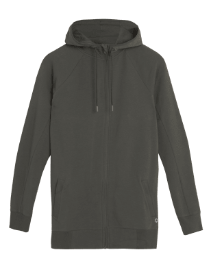 

Womens GOODMOVE Cotton Rich Longline Hoodie - Dark Olive, Dark Olive