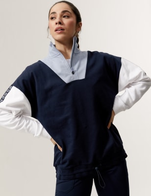 

Womens GOODMOVE Pure Cotton Colour Block Sweatshirt - Navy Mix, Navy Mix