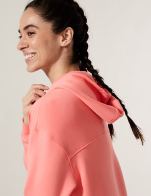 

Womens Goodmove Hooded Relaxed Long Sleeve Yoga Hoodie - Bright Coral, Bright Coral