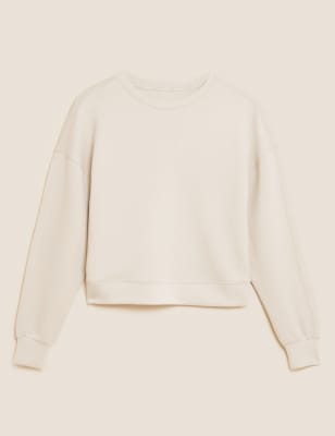 

Goodmove Sudadera corta de manga larga y cuello redondoWomens - Beige, Beige