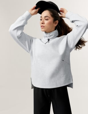 

Womens GOODMOVE Cotton Rich Funnel Neck Oversized Sweatshirt - Grey Marl, Grey Marl