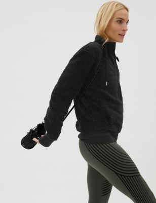 

Womens GOODMOVE Half Zip Funnel Neck Fleece - Black, Black