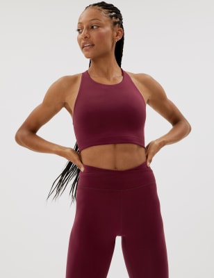 

Womens GOODMOVE Racer Back Cropped Yoga Vest Top - Dark Mulberry, Dark Mulberry