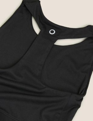 Womens GOODMOVE Racer Back Cropped Yoga Vest Top - Black