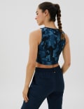 Printed Scoop Neck Cropped Vest Top '