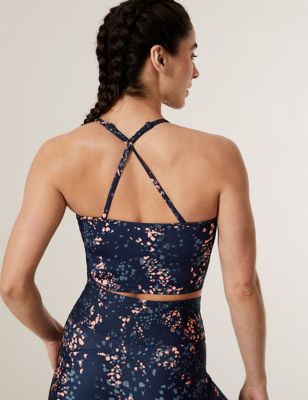 Printed Strappy Cross Back Crop Top