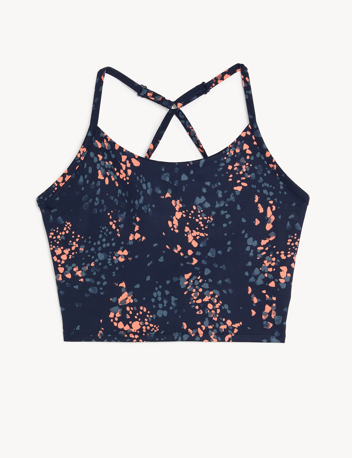 Printed Strappy Cross Back Crop Top