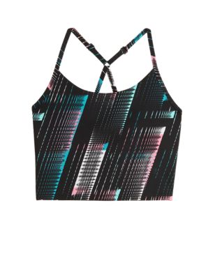 

Womens GOODMOVE Printed Strappy Cross Back Crop Top - Black Mix, Black Mix