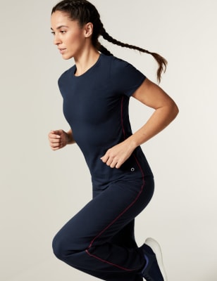 

Womens Goodmove Cotton Rich Side Stripe T-Shirt - Navy, Navy