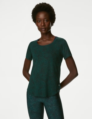 

Womens Goodmove Printed Scoop Neck 2-in-1 T-Shirt - Petrol Green, Petrol Green