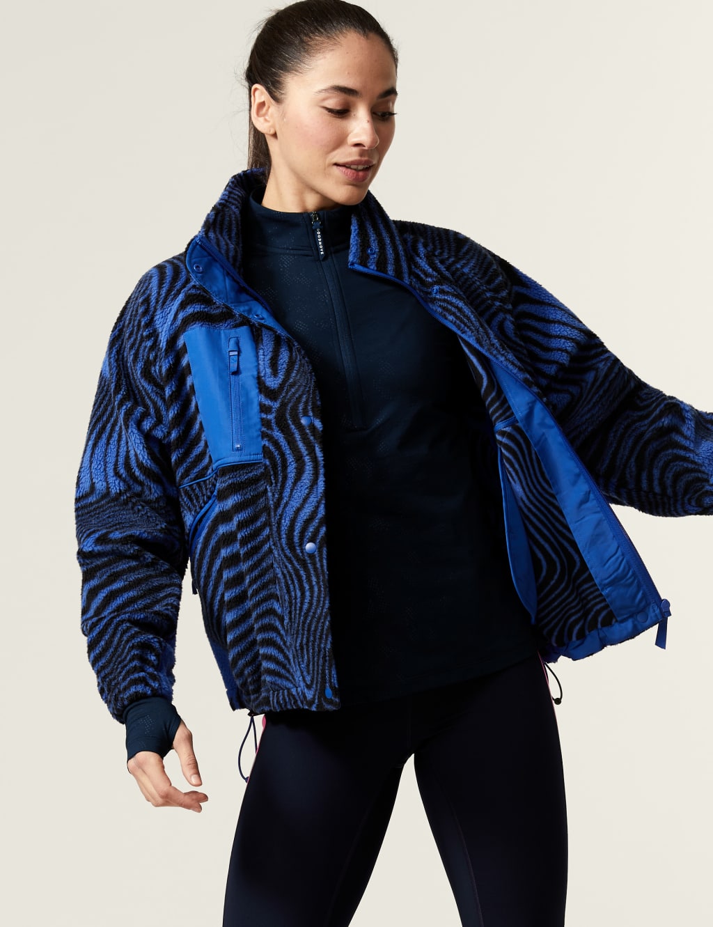 Embossed Funnel Neck Half Zip Running Top image 3
