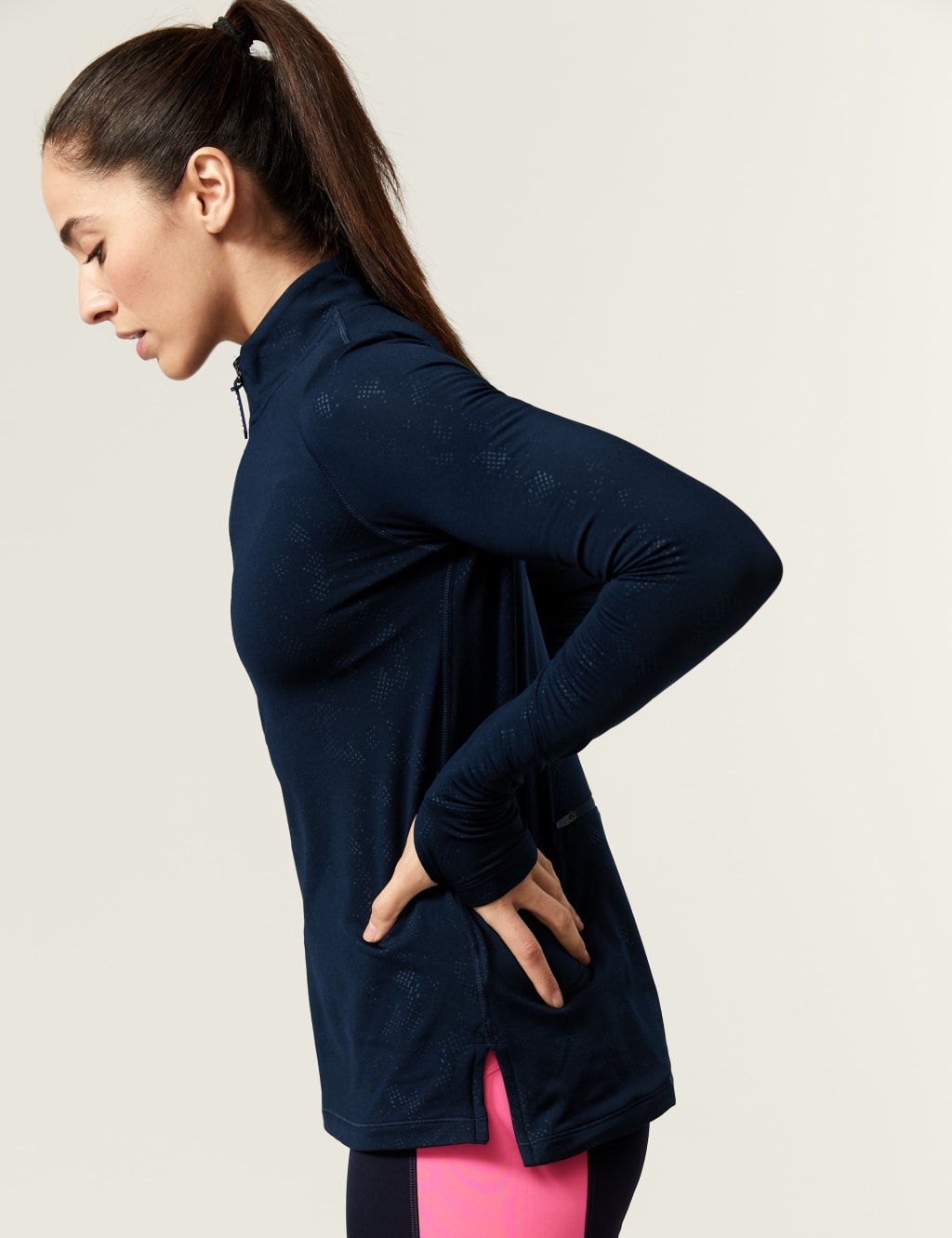 Embossed Funnel Neck Half Zip Running Top image 6