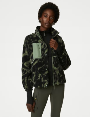 

Womens Goodmove Borg Printed Fleece Cropped Jacket - Khaki/Olive, Khaki/Olive