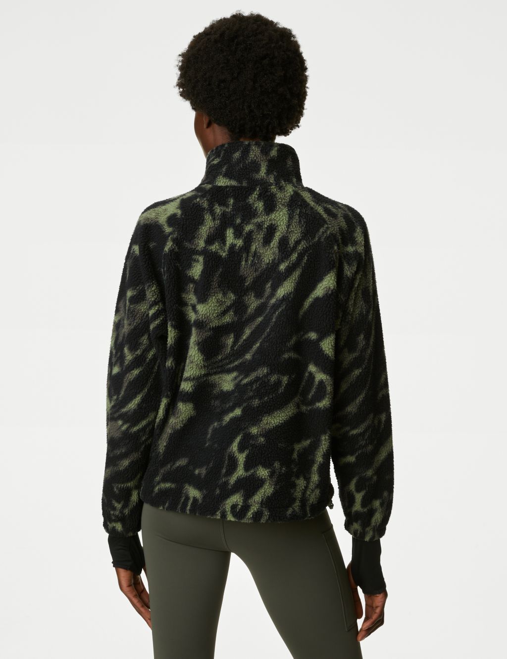 Borg Printed Fleece Cropped Jacket image 5