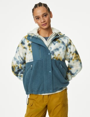 

Womens Goodmove Borg Printed Fleece Cropped Jacket - Blue/Yellow, Blue/Yellow