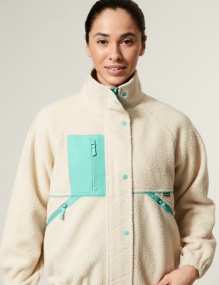 

Womens Goodmove Borg Zip Up Fleece Cropped Jacket - Beige, Beige