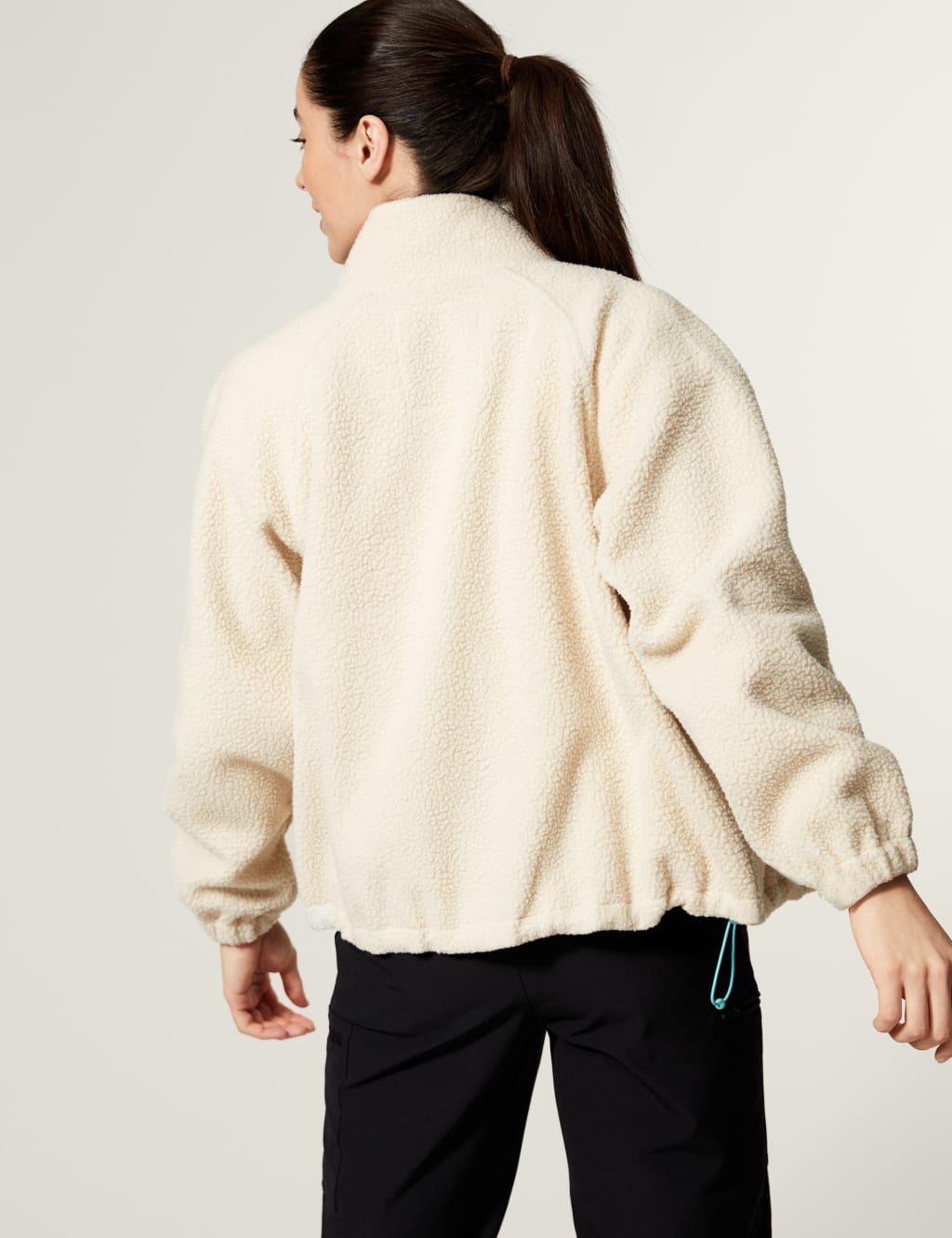Borg Zip Up Fleece Cropped Jacket image 3
