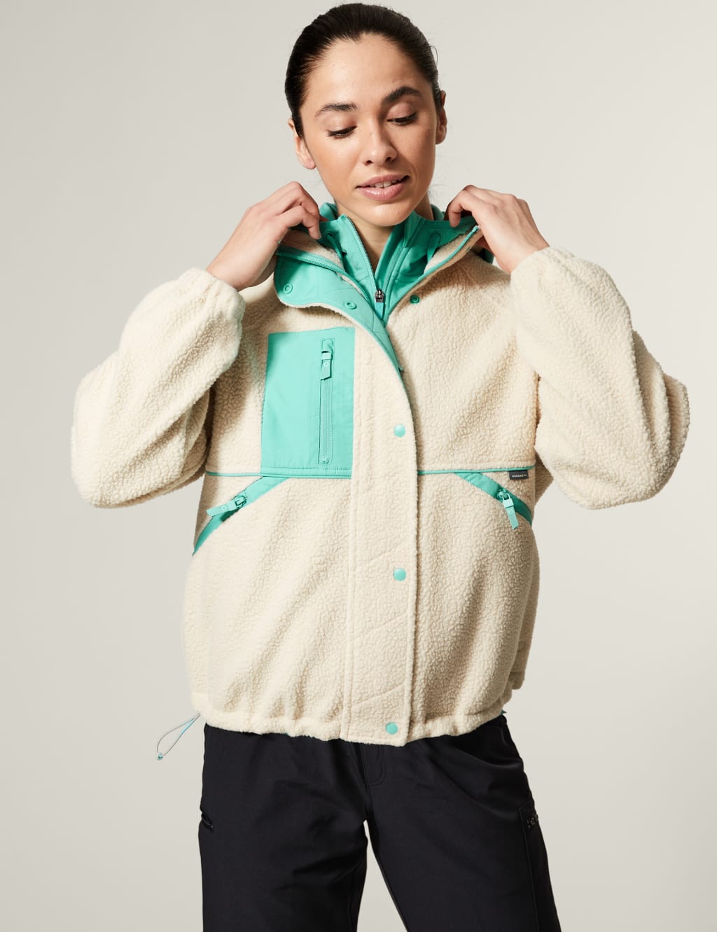 Borg Zip Up Fleece Cropped Jacket image 4