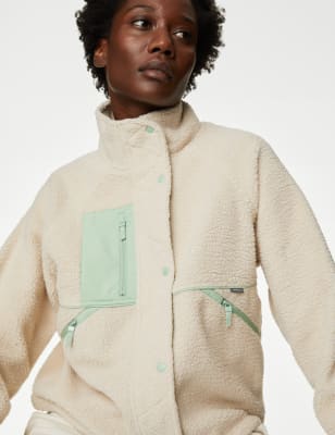 Borg Zip Up Fleece Cropped Jacket | M&S RS