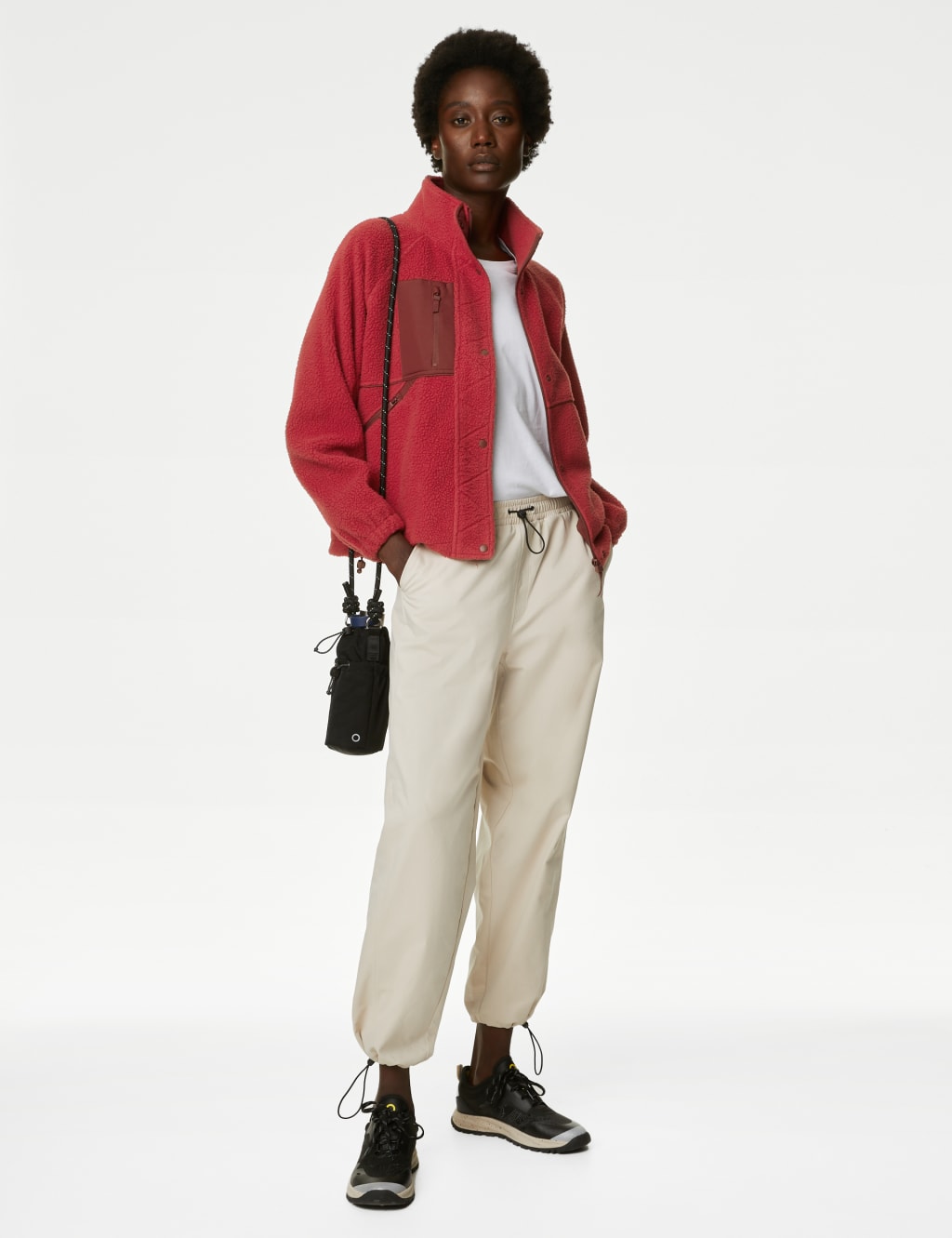 Borg Zip Up Fleece Cropped Jacket image 1
