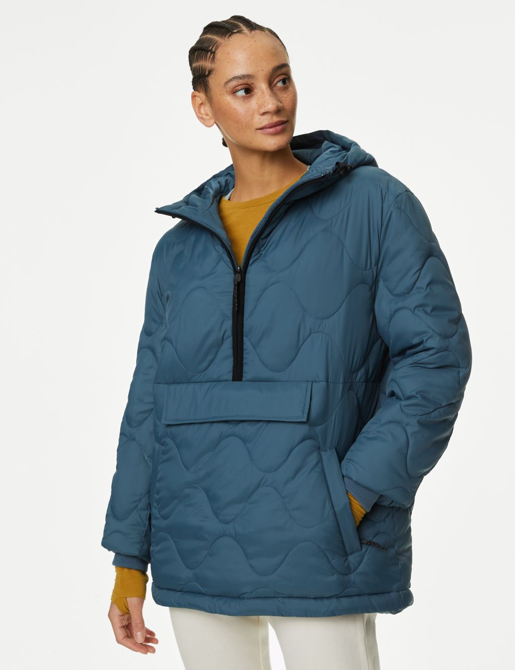Quilted Half Zip Hooded Puffer Jacket image 1