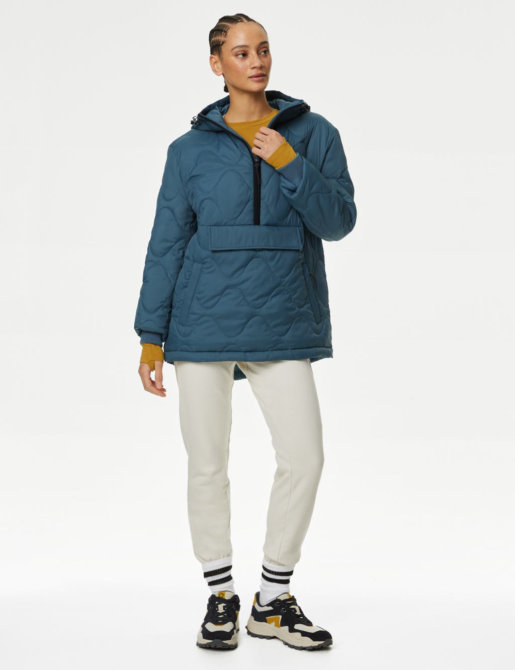 Quilted Half Zip Hooded Puffer Jacket image 3