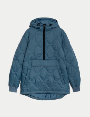 Quilted Half Zip Hooded Puffer Jacket
