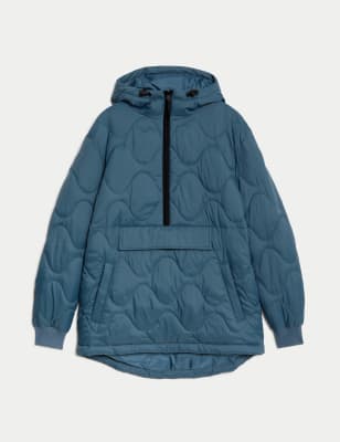 Quilted Half Zip Hooded Puffer Jacket